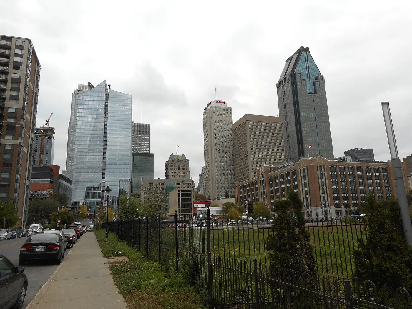 The Deloitte tower in Montreal seen from rue Jean-D'Estrées